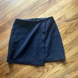 Gianni Bini Black Wrap Skirt – High-Rise, Zipper Closure, Chic Front Wrap